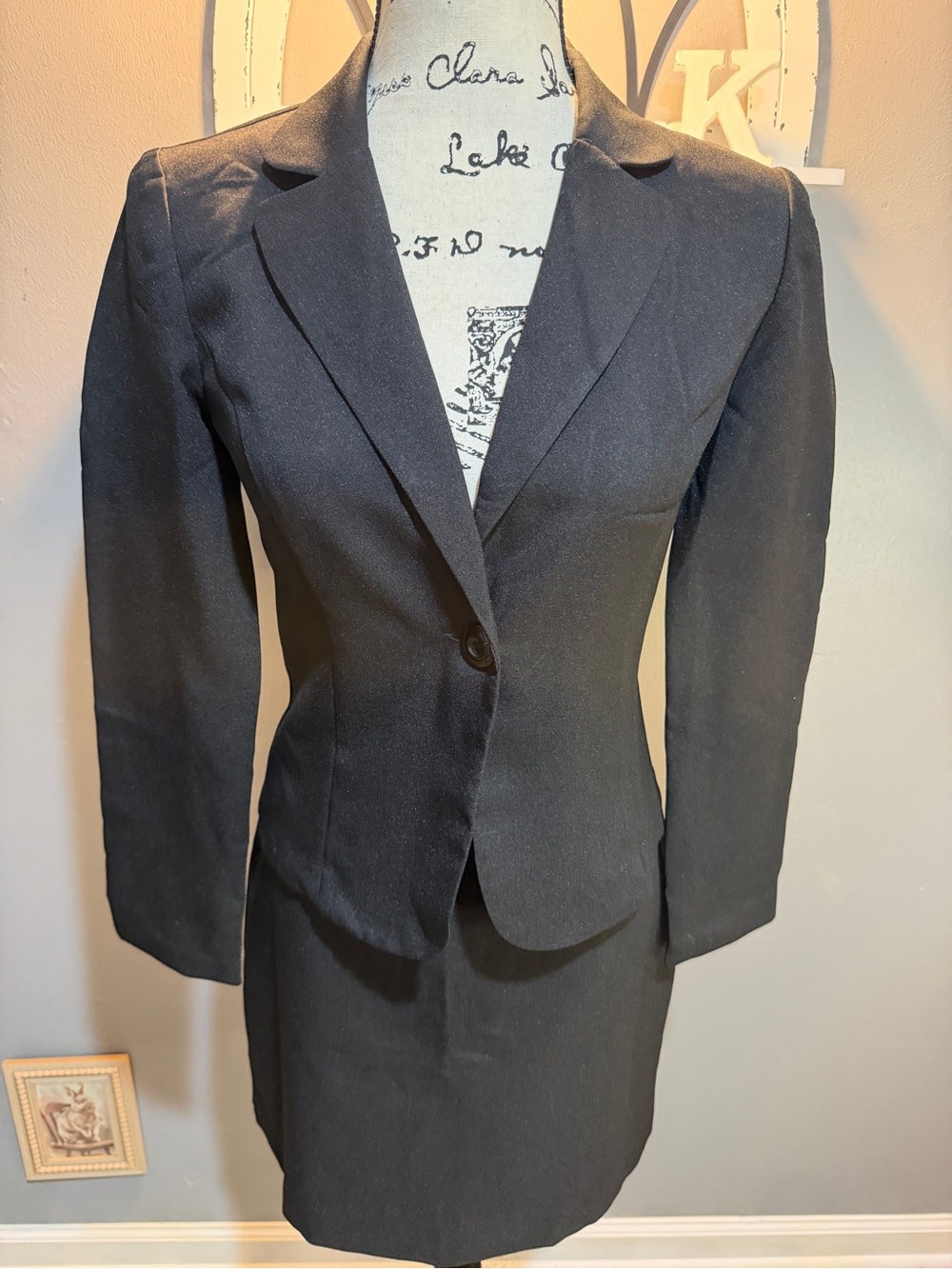 MY MICHELLE BLACK TAILORED SKIRT/JACKET SUIT SET SZ 3/4